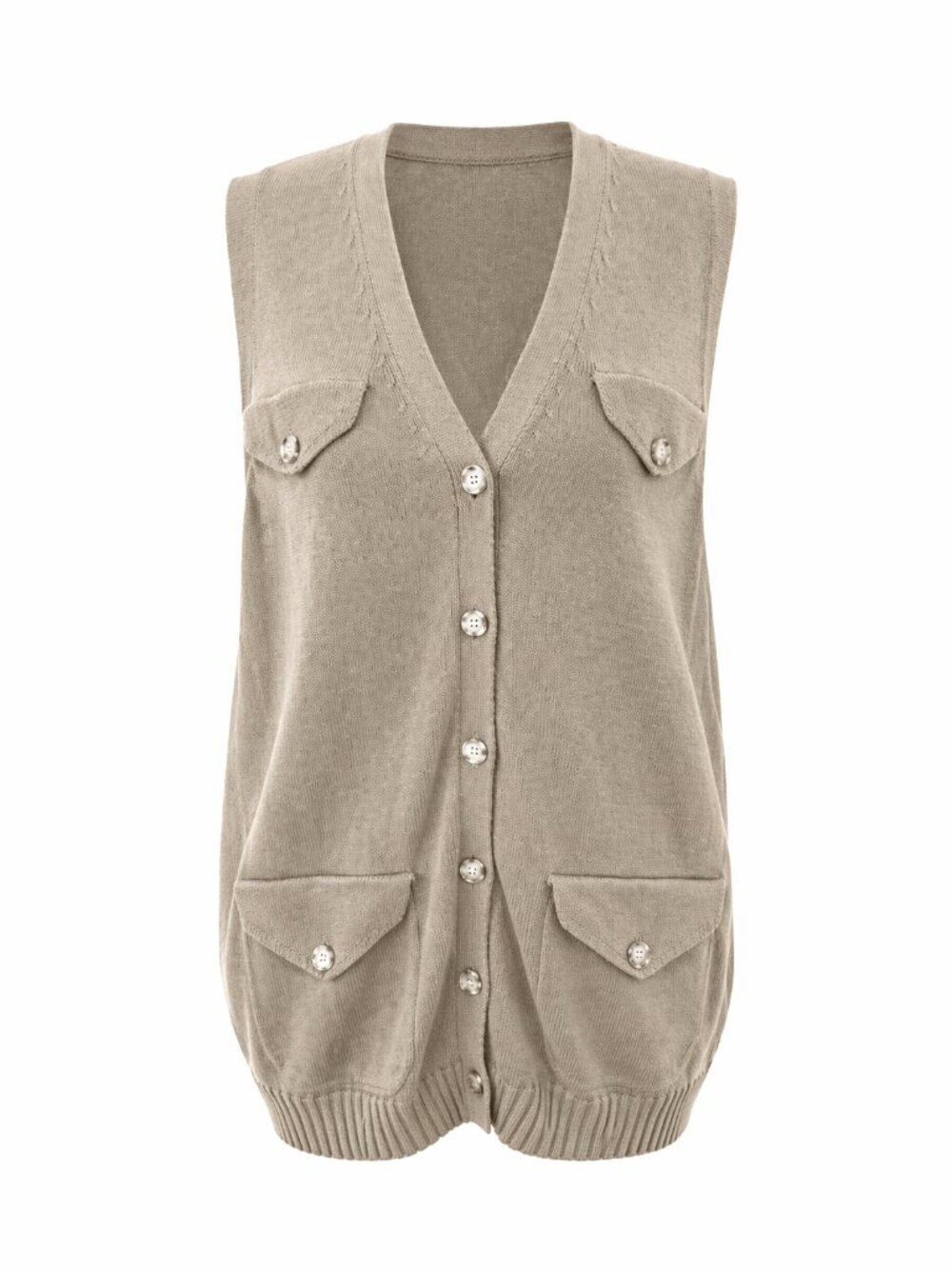 Chaus Women's Green Sleeveless Vest  Button-Down Front Knit Vest Size Large NWT